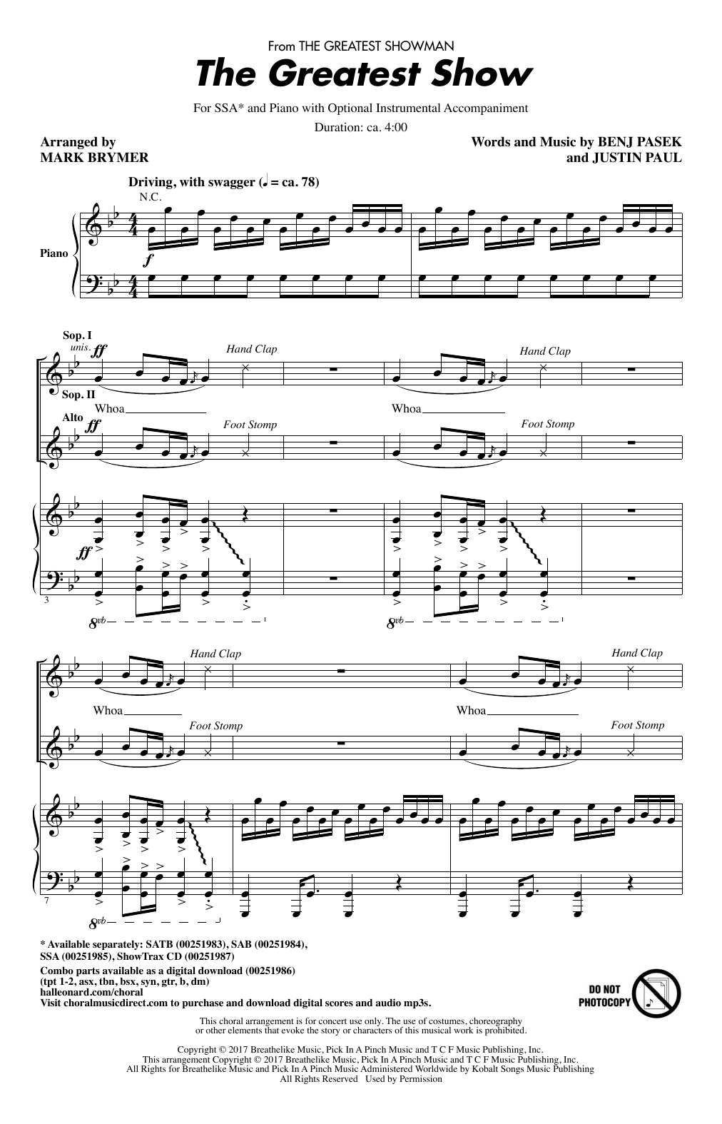 Produktgalerie: Seite 1 von 1 The Greatest Show (from The Greatest Showman) (arr. Mark Brymer), Pasek & Paul, Chor
