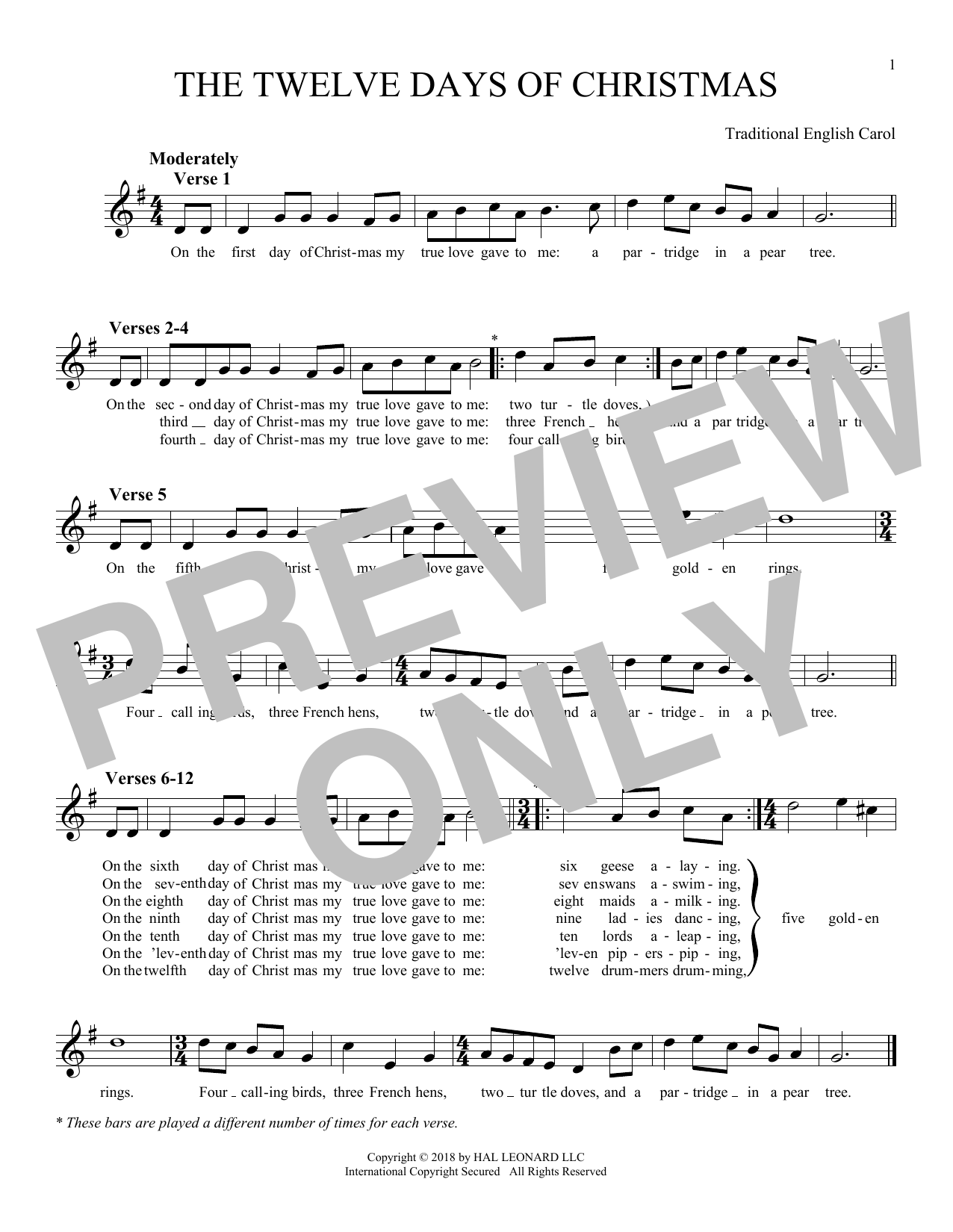 Product gallery: Page 1 of 1 The Twelve Days Of Christmas, Traditional English Carol