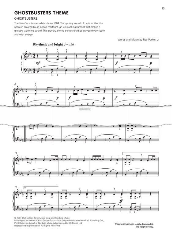 Produktgalerie: Seite 1 von 1 Ghostbusters, Ray Parker Jr, Klavier