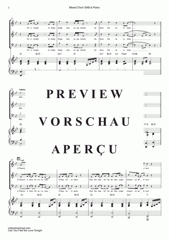 Product gallery: Page 6 of 11 Can You Feel The Love Tonight, John, Elton, Mixed Choir/Ensemble Sab and Piano - Electric Bass & Drum Set Optional