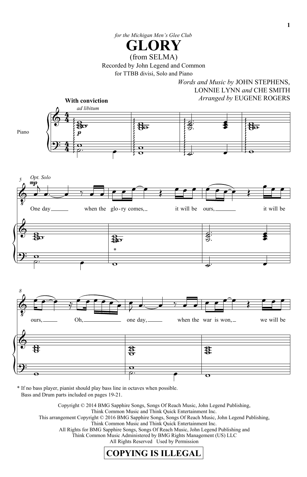 Produktbild zu: Glory (from Selma) (arr. Eugene Rogers)