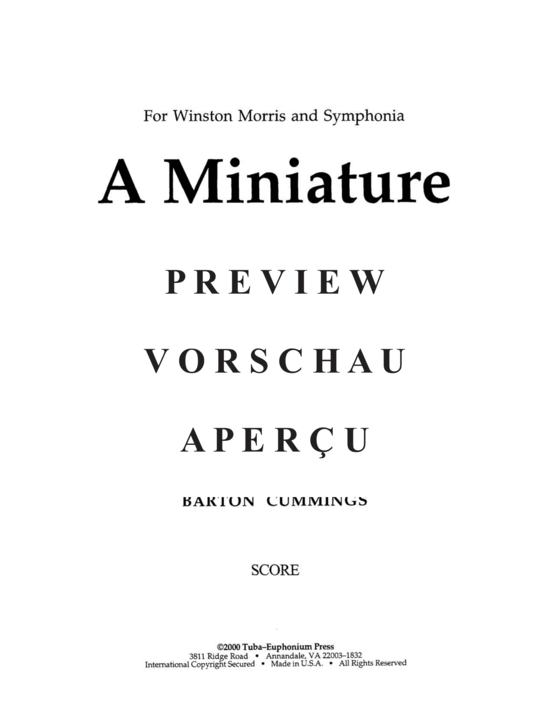 Produktgalerie: Seite 3 von 21 A Miniature Suite , , (Tuba Ensemble EEEETTTT + Pauken, Bass, Klavier)