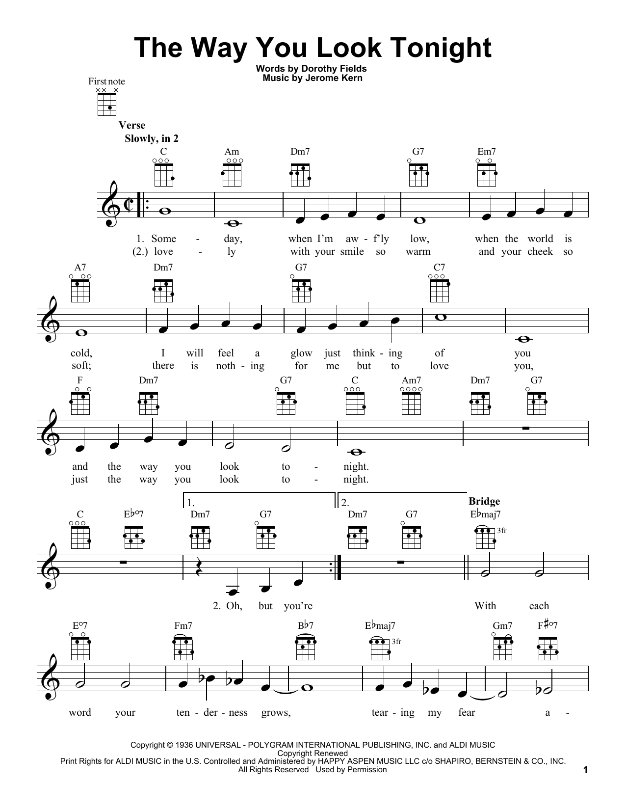 Product gallery: Page 1 of 1 The Way You Look Tonight, Jerome Kern
