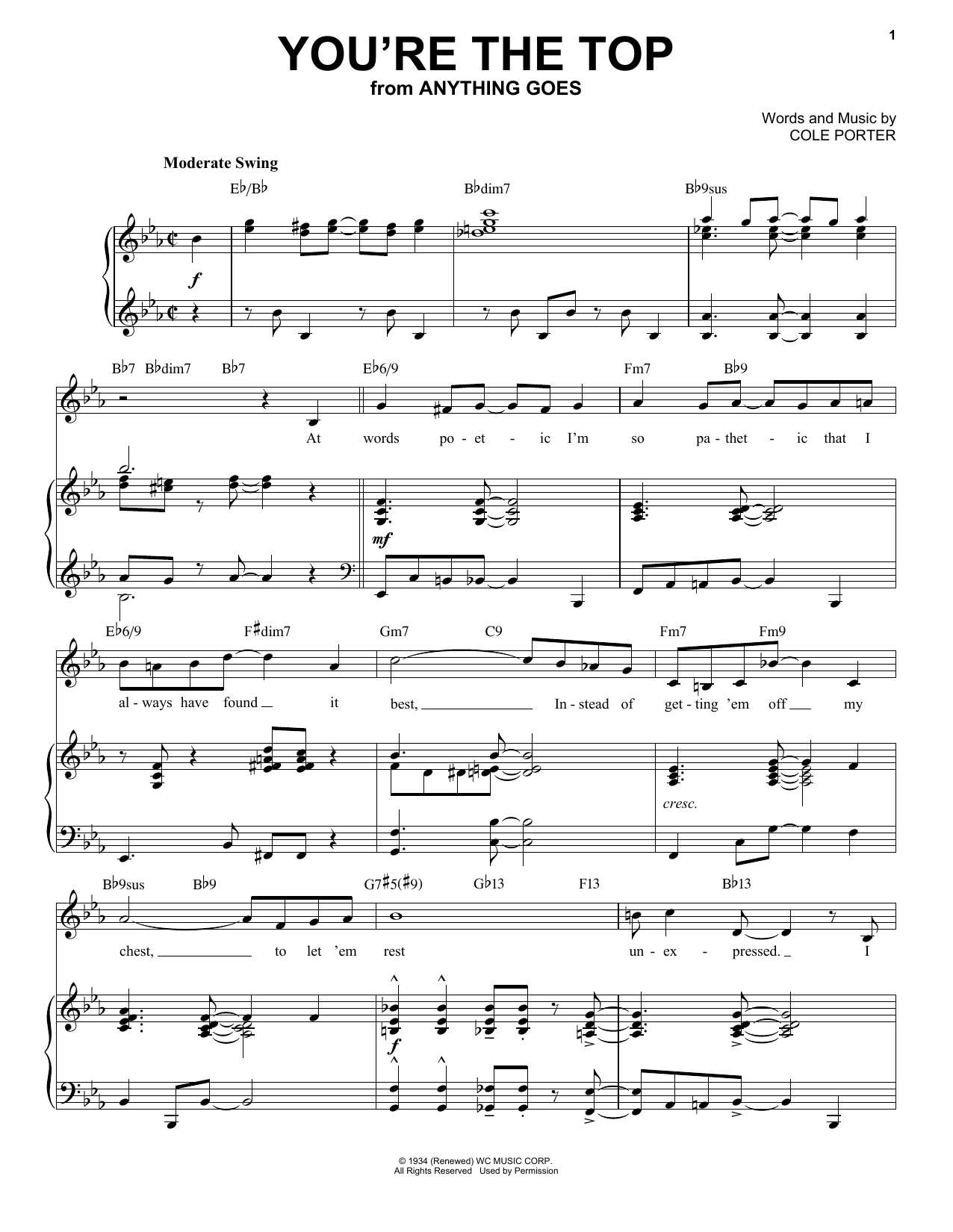 Product picture to: You're The Top [Jazz version] (from Anything Goes) (arr. Brent Edstrom)