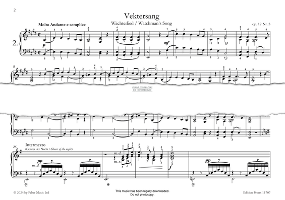 Produktgalerie: Seite 1 von 1 Vektersang (Watchman’s Song) Op. 12, Nr. 3, Edvard Grieg, Klavier