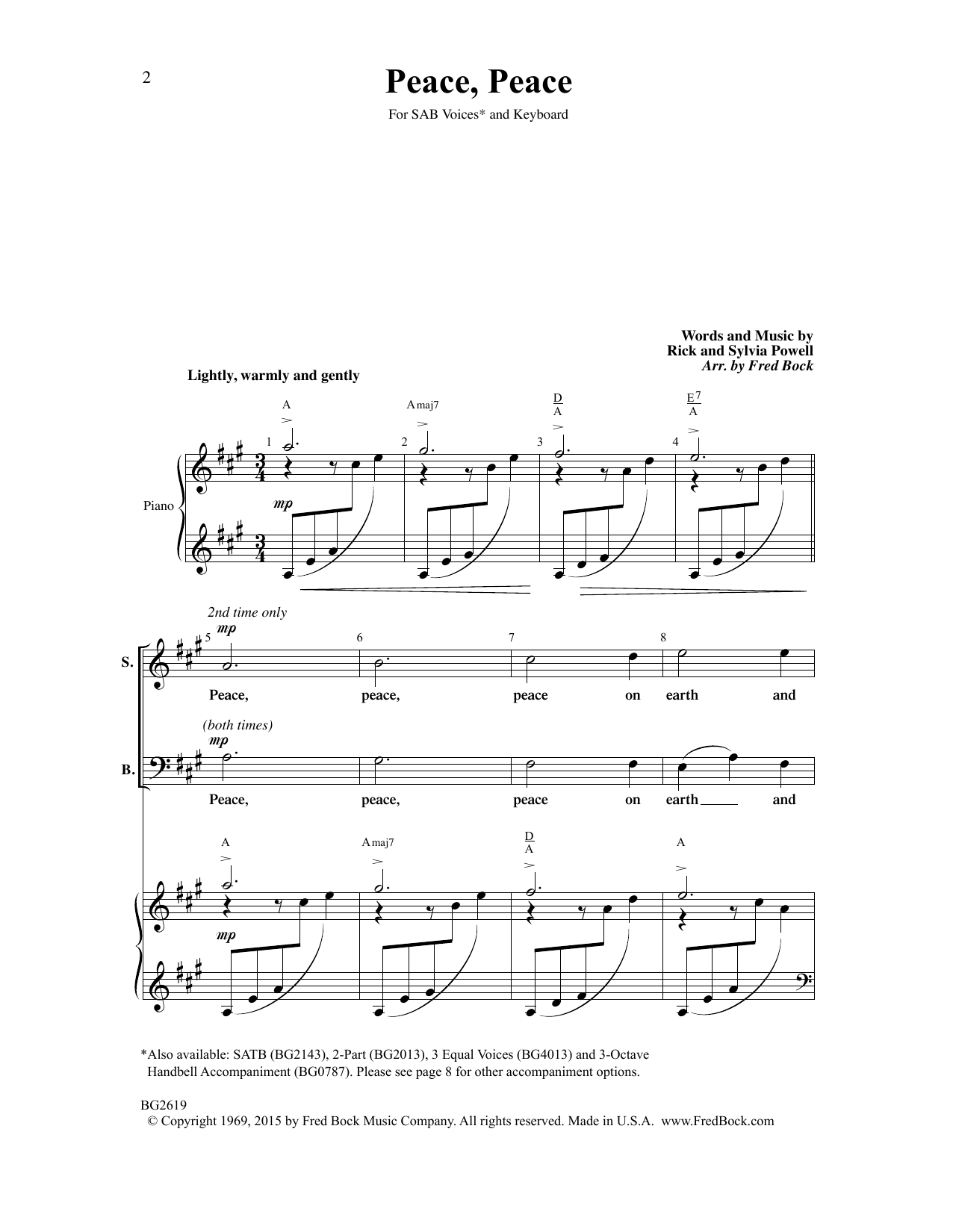 Product gallery: Page 1 of 1 Peace, Peace (arr. Fred Bock), Rick and Sylvia Powell