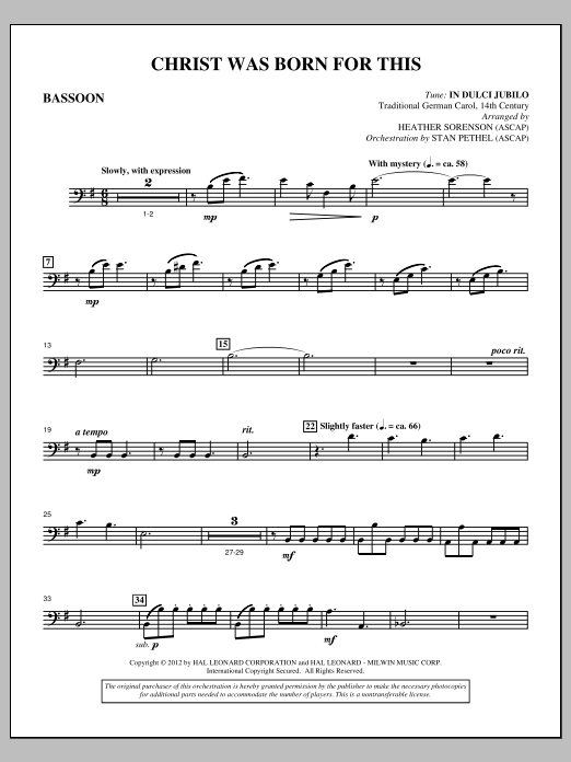 Produktbild zu: Christ Was Born For This - Bassoon