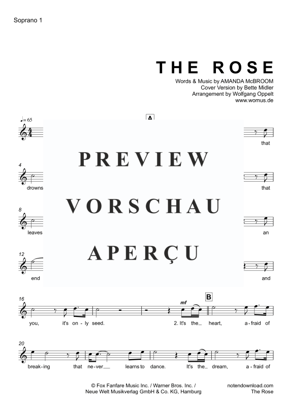 Product gallery: Page 9 of 11 The Rose, Midler, Bette, Women'S Trio Choir/Ensemble (Ssa) With Piano and Cello (Optional) - Single Version