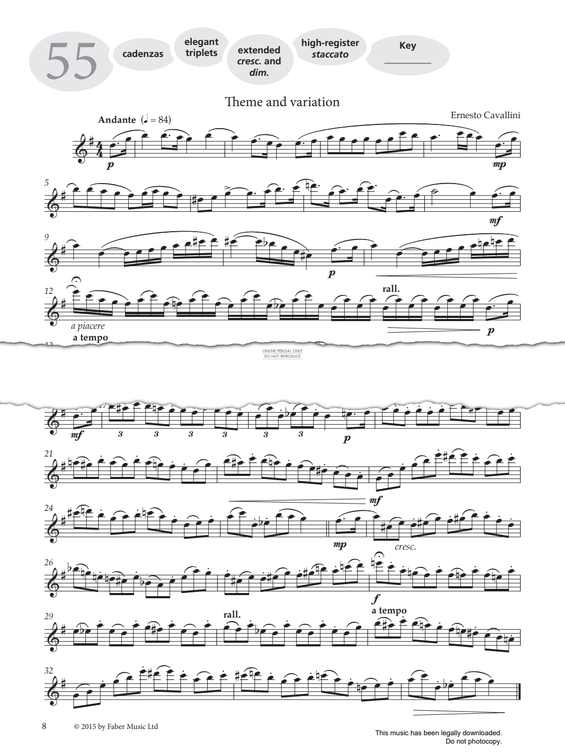 Product gallery: Page 1 of 1 Study No.55 'Theme And Variation' (from 'More Graded Studies For Clarinet Book Two'), Ernesto Cavallini