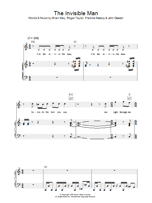 Produktgalerie: Seite 1 von 1 The Invisible Man, Queen, Gesang, Gitarre, Klavier