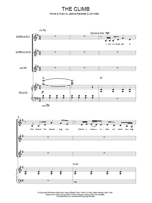 Produktgalerie: Seite 1 von 1 The Climb (from Hannah Montana: The Movie), Miley Cyrus, Chor