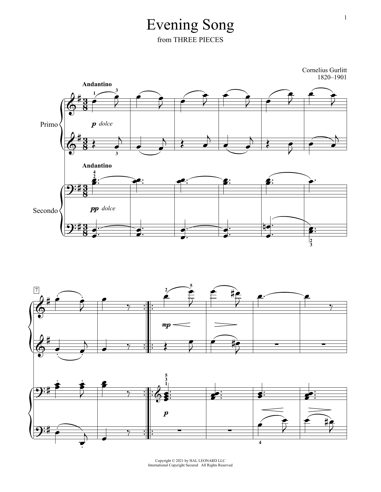 Product picture to: Evening Song (From Three Pieces)