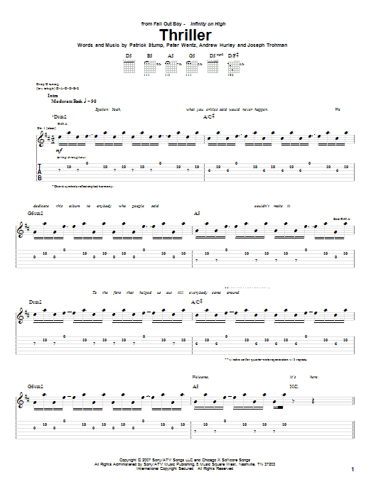 Product gallery: Page 1 of 1 Thriller, Fall Out Boy