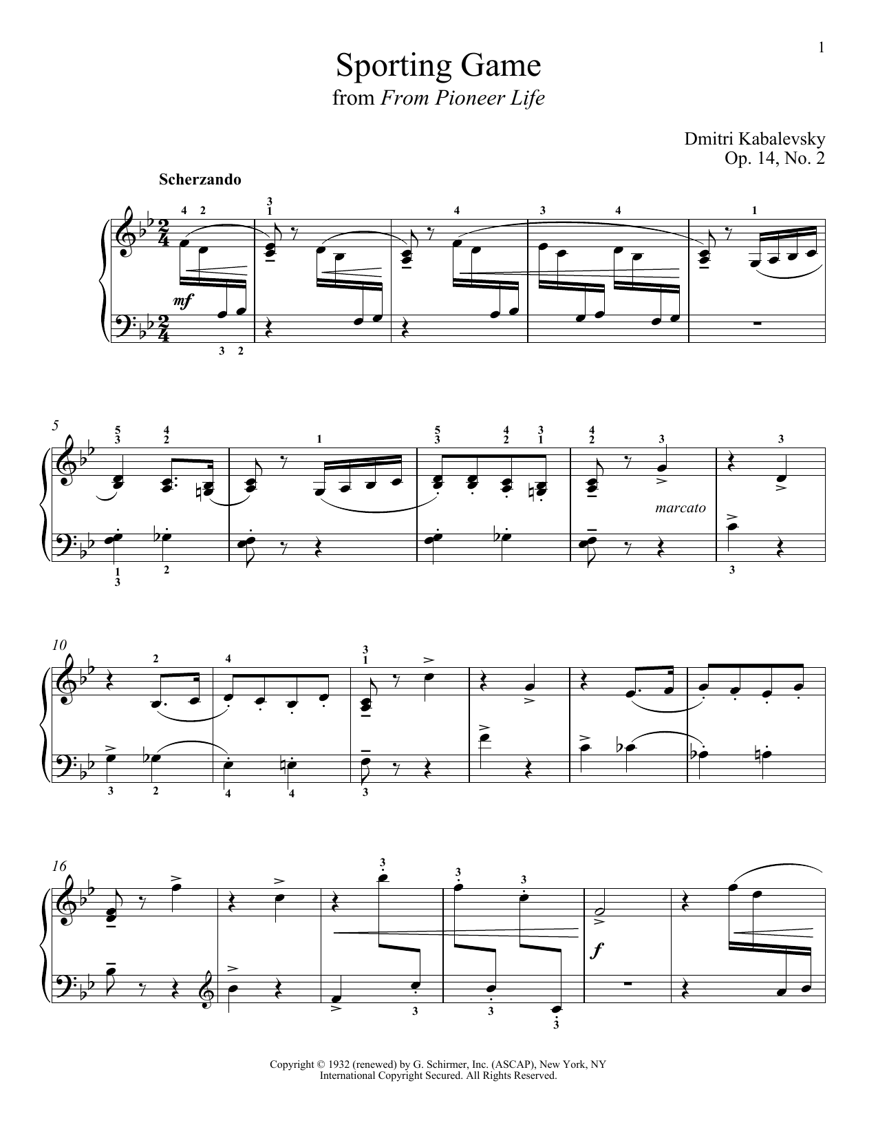 Product gallery: Page 1 of 1 Sporting Game, Op. 14, No. 2, Dmitri Kabalevsky