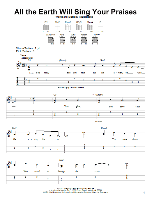 Produktgalerie: Seite 1 von 1 All The Earth Will Sing Your Praises, Paul Baloche, Gitarre