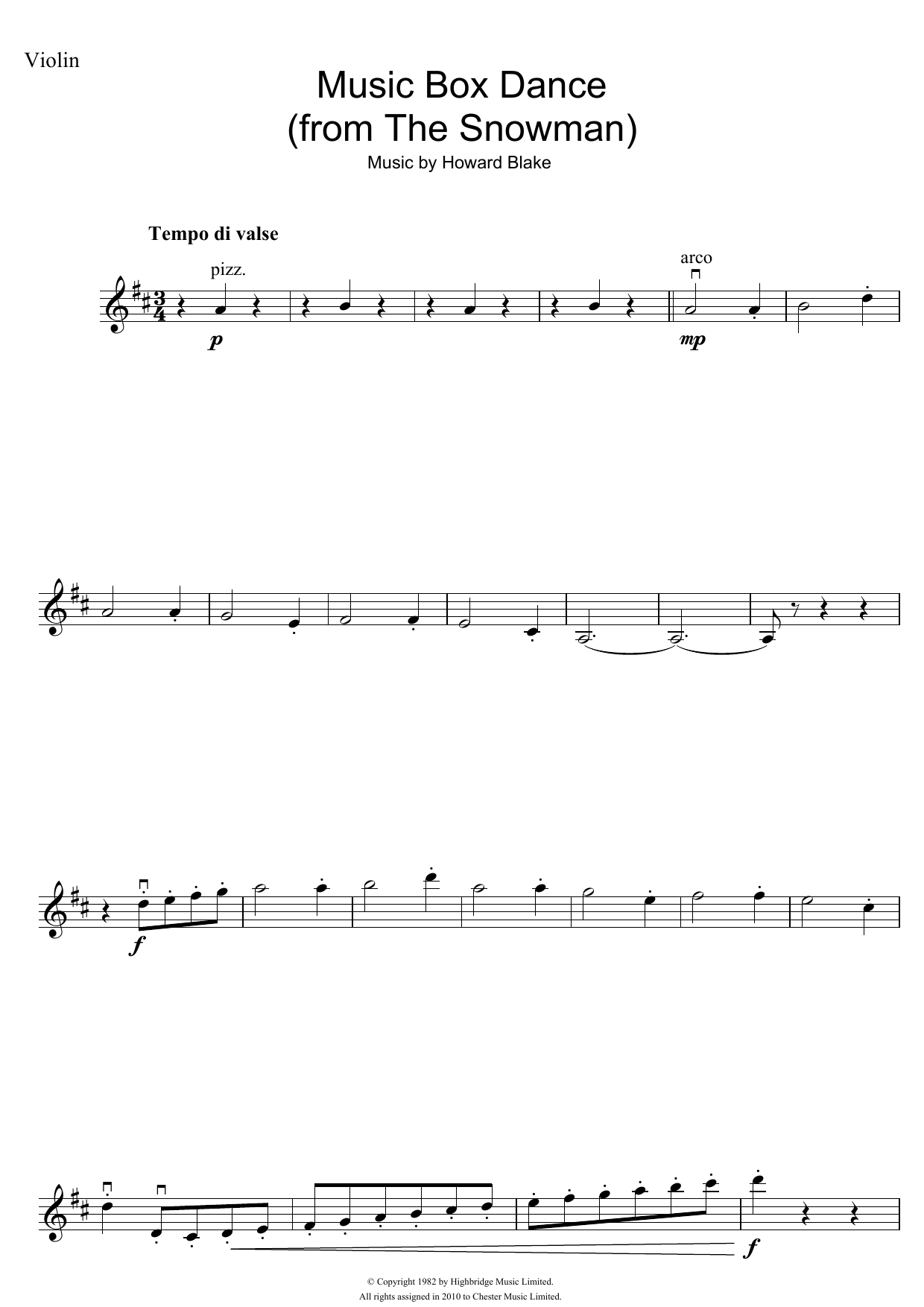 Product gallery: Page 1 of 1 Music Box Dance (from The Snowman), Howard Blake