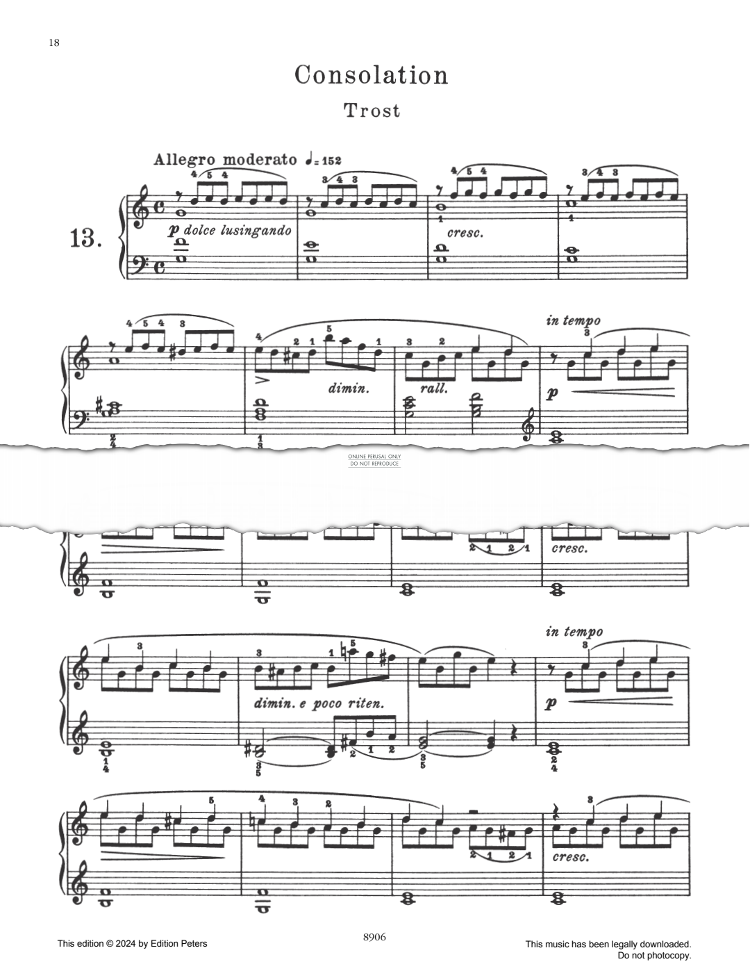Produktbild zu: Consolation Op. 100 No. 13