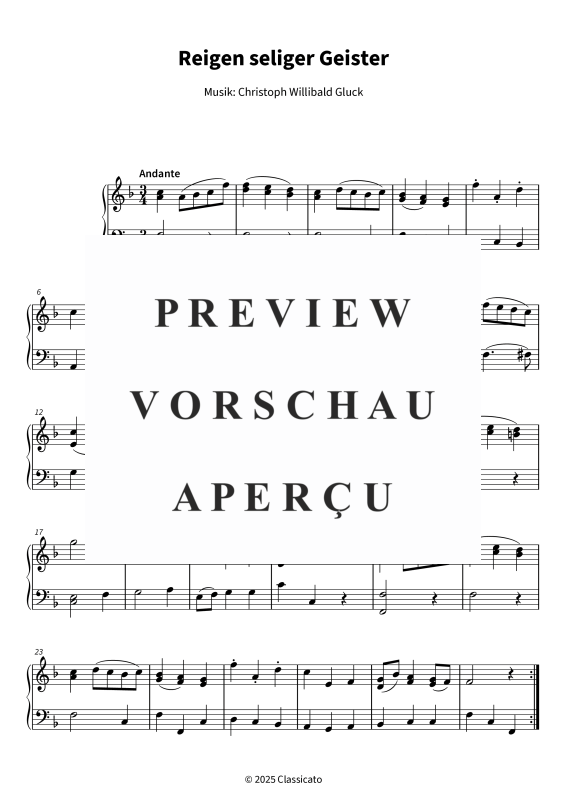 gallery: Reigen seliger Geister - vereinfachte Fassung, , Piano Solo