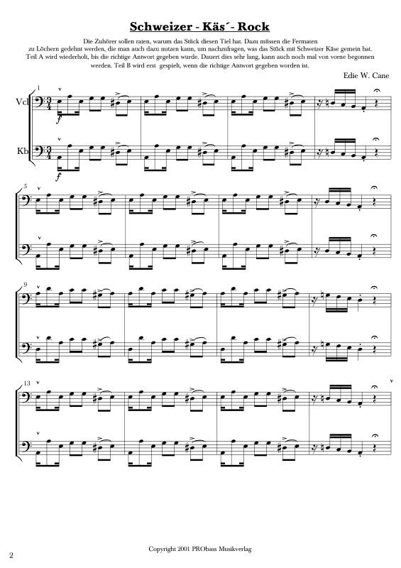 Produktgalerie: Seite 1 von 5 Schweizer-Käs´-Rock, , Cello und Kontrabass