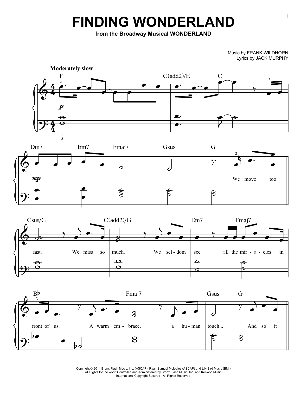 Product gallery: Page 1 of 1 Finding Wonderland (from Wonderland), Frank Wildhorn