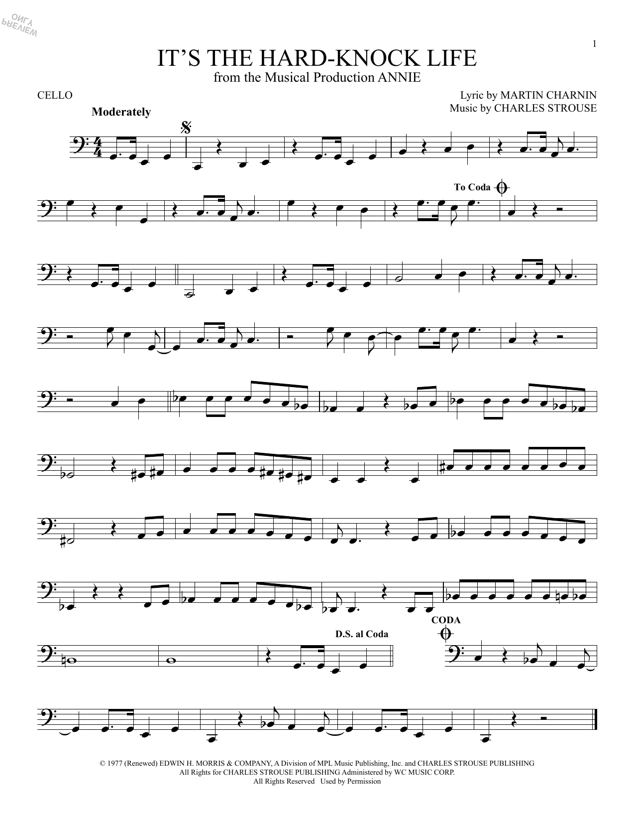 Produktgalerie: Seite 1 von 1 It's The Hard-Knock Life (from Annie), Charles Strouse, Violoncello