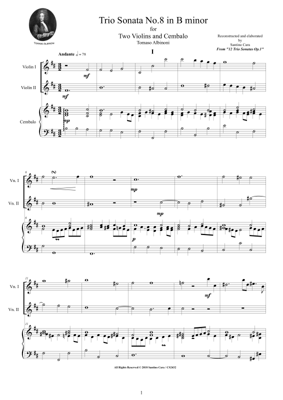 Produktbild zu: Trio Sonata No.8 in H-Moll Op.1Tomaso Albinoni