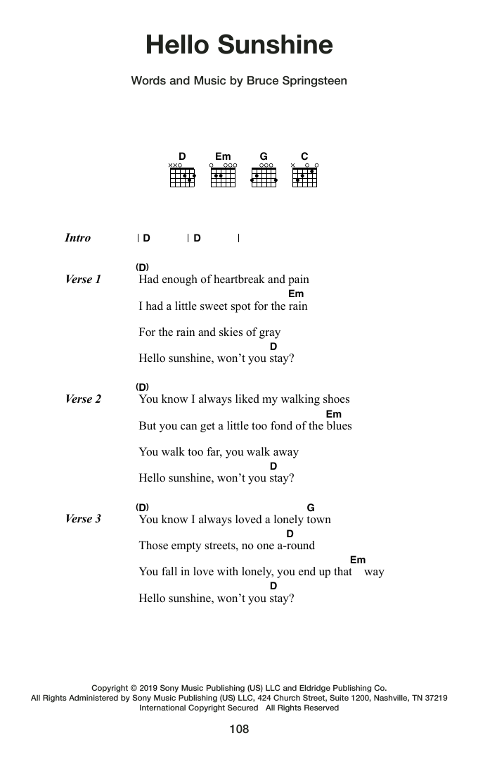 Produktgalerie: Seite 1 von 1 Hello Sunshine, Bruce Springsteen, Gitarre