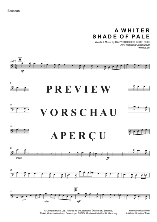 Product gallery: Page 13 of 16 A Whiter Shade of Pale , Procol Harum, (Woodwind Quartet)