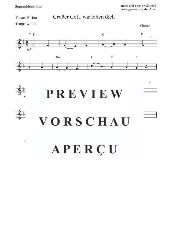 Product picture to: Großer Gott, wir loben dich (F-Dur)Traditional