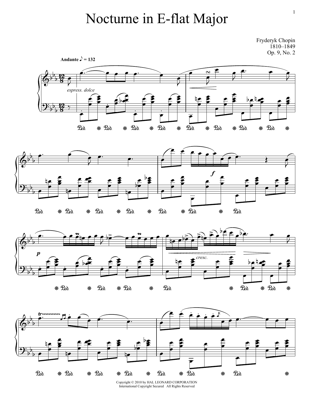 Product gallery: Page 1 of 1 Nocturne In E-Flat Major, Op. 9, No. 2, Frédéric Chopin