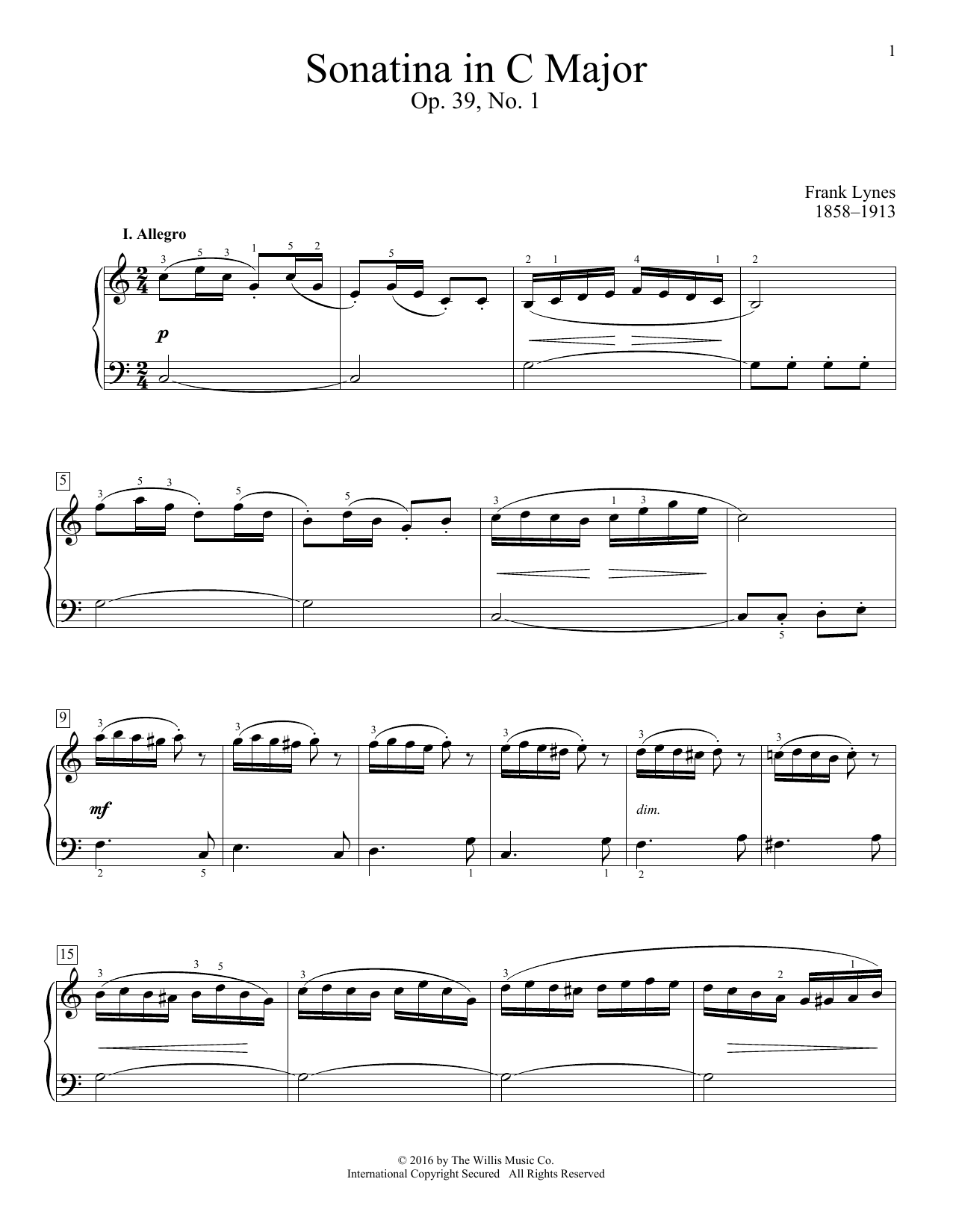 Produktbild zu: Sonatina In C Major, Op. 39, No. 1