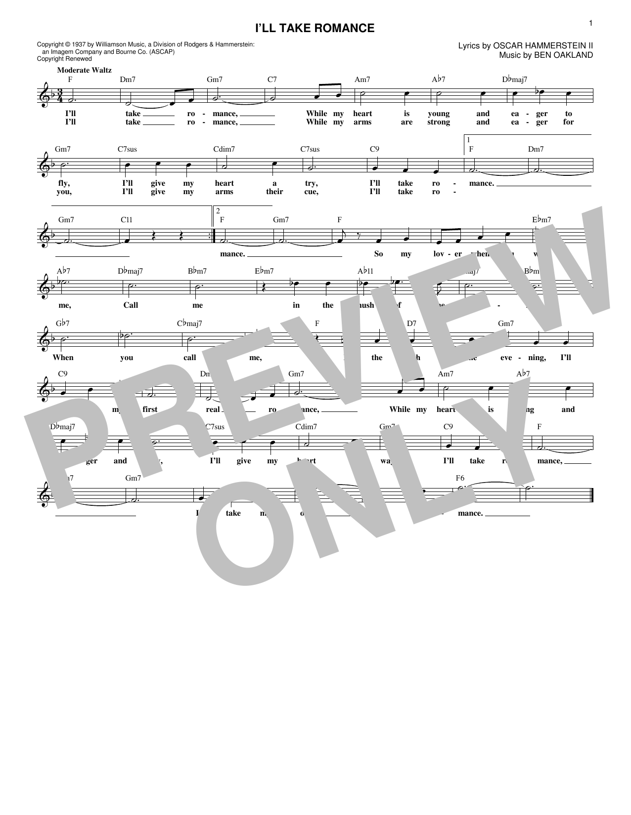 Product gallery: Page 1 of 1 I'll Take Romance, Oscar Hammerstein II