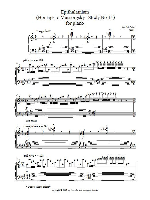 Product gallery: Page 1 of 1 Epithalamium (Homage To Mussorgsky - Study No.11) For Piano, John McCabe