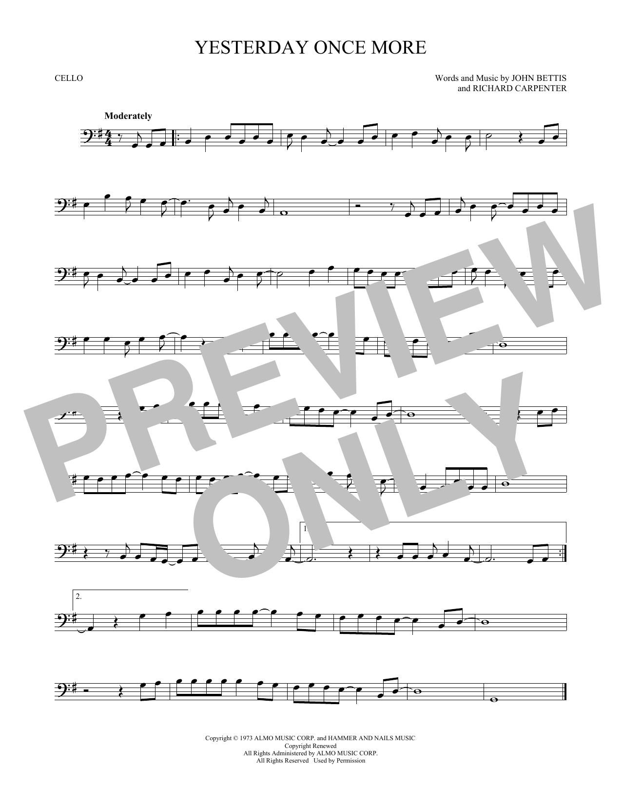 Produktgalerie: Seite 1 von 1 Yesterday Once More, Carpenters, Violoncello