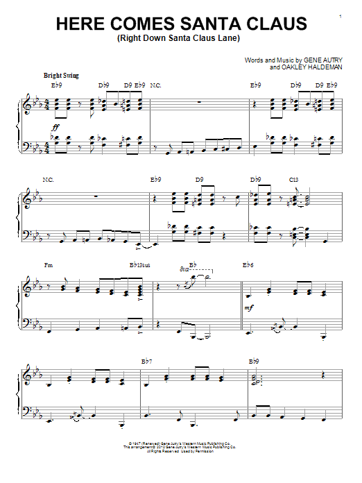 Product gallery: Page 1 of 1 Here Comes Santa Claus (Right Down Santa Claus Lane) [Jazz version] (arr. Brent Edstrom), Gene Autry