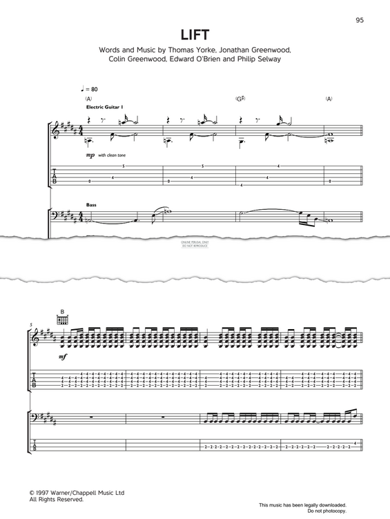 Produktgalerie: Seite 1 von 1 Lift, Radiohead, Gesang, Gitarre