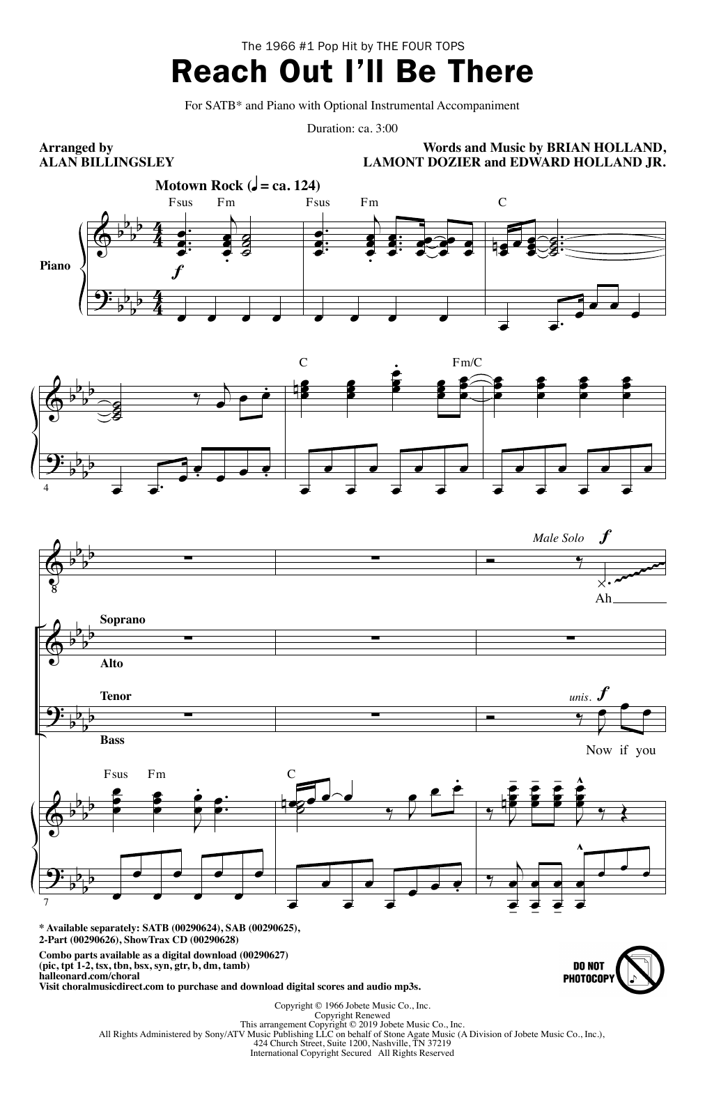 Produktbild zu: Reach Out I'll Be There (arr. Alan Billingsley)