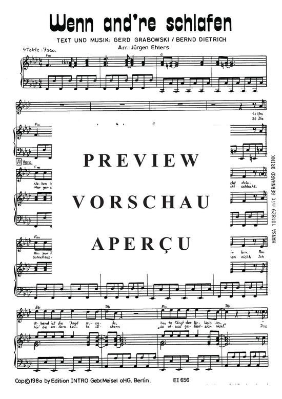 Produktgalerie: Seite 4 von 4 Wenn andre schlafen, Brink, 	Bernhard, Klavier und Gesang