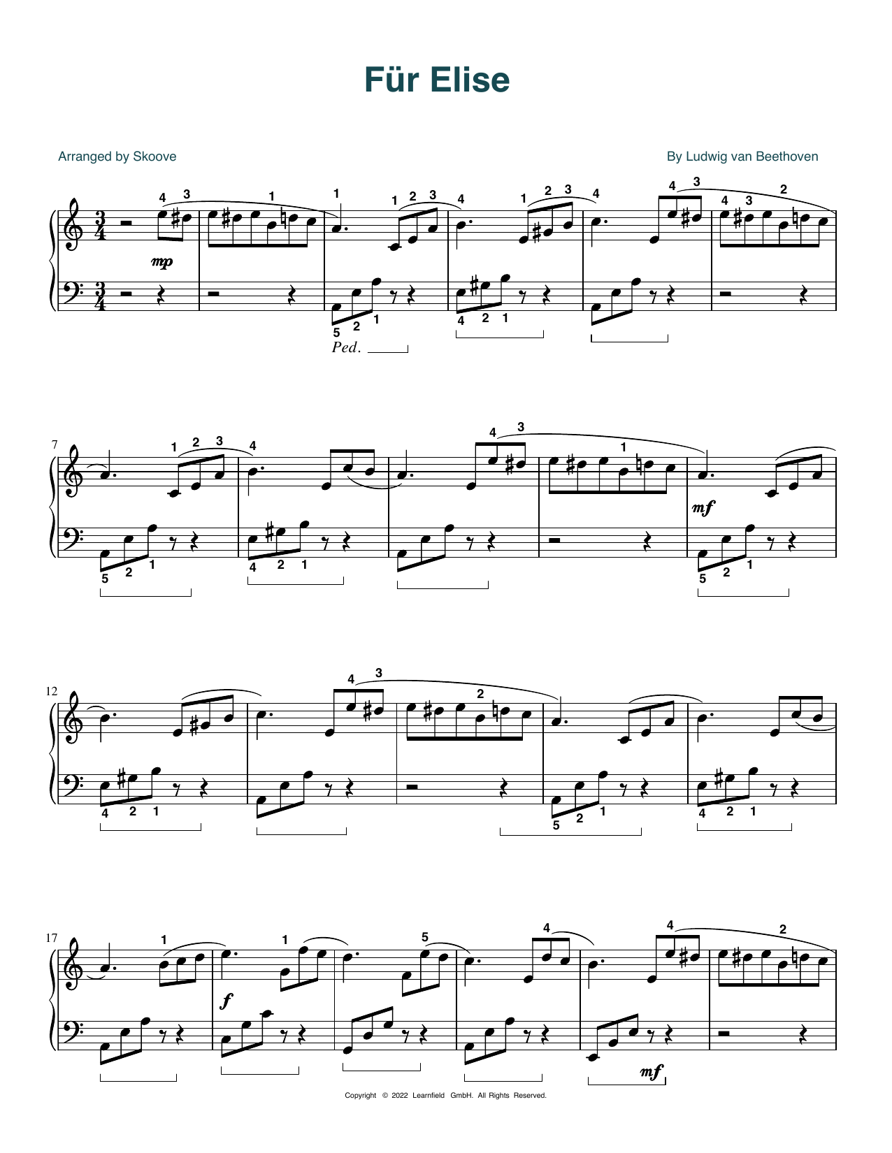 Product picture to: Fur Elise (arr. Skoove)
