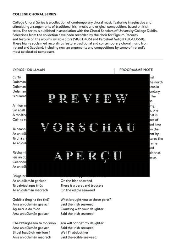 Produktgalerie: Seite 3 von 11 Dúlamán, , Tenor Solo, Gemischter Chor und irische Trommel