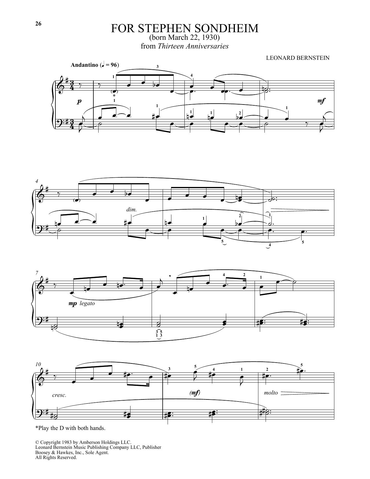 Product picture to: For Stephen Sondheim