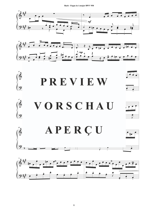 Produktgalerie: Seite 7 von 10 Fuge in A-Dur BWV 950 - Piano Version, , Klavier Solo