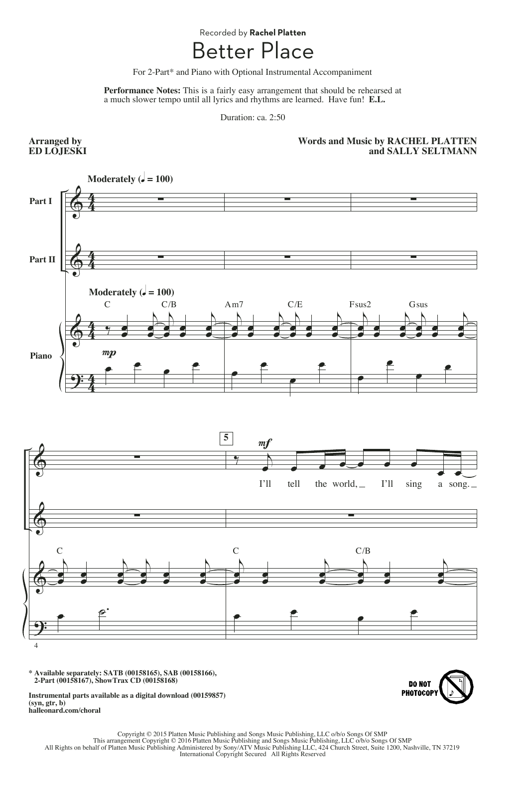 Produktbild zu: Better Place (arr. Ed Lojeski)