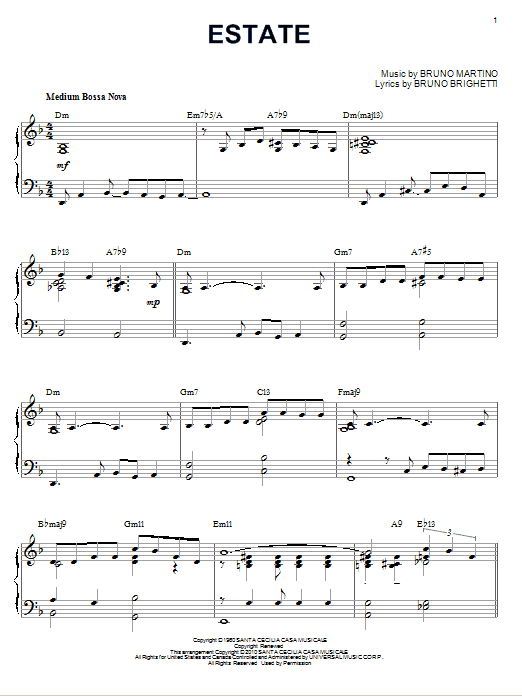 Product gallery: Page 1 of 1 Estate [Jazz version] (arr. Brent Edstrom), Bruno Martino
