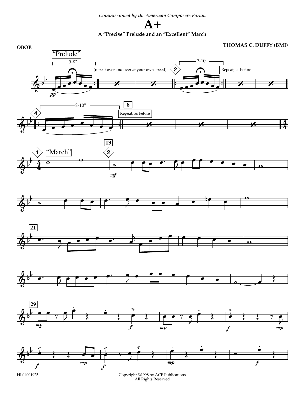 Product picture to: A+: A "Precise" Prelude and an "Excellent" March - Oboe