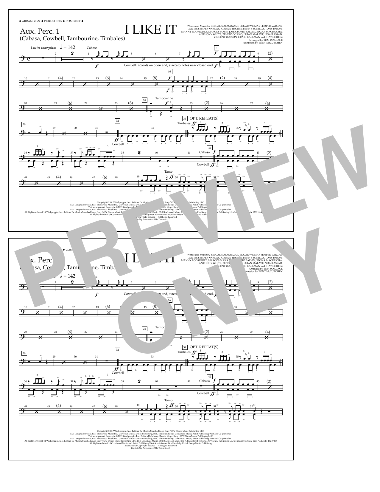 Produktgalerie: Seite 1 von 1 I Like It (arr. Tom Wallace) - Aux. Perc. 1, Cardi B, Bad Bunny & J Balvin, Ensemble