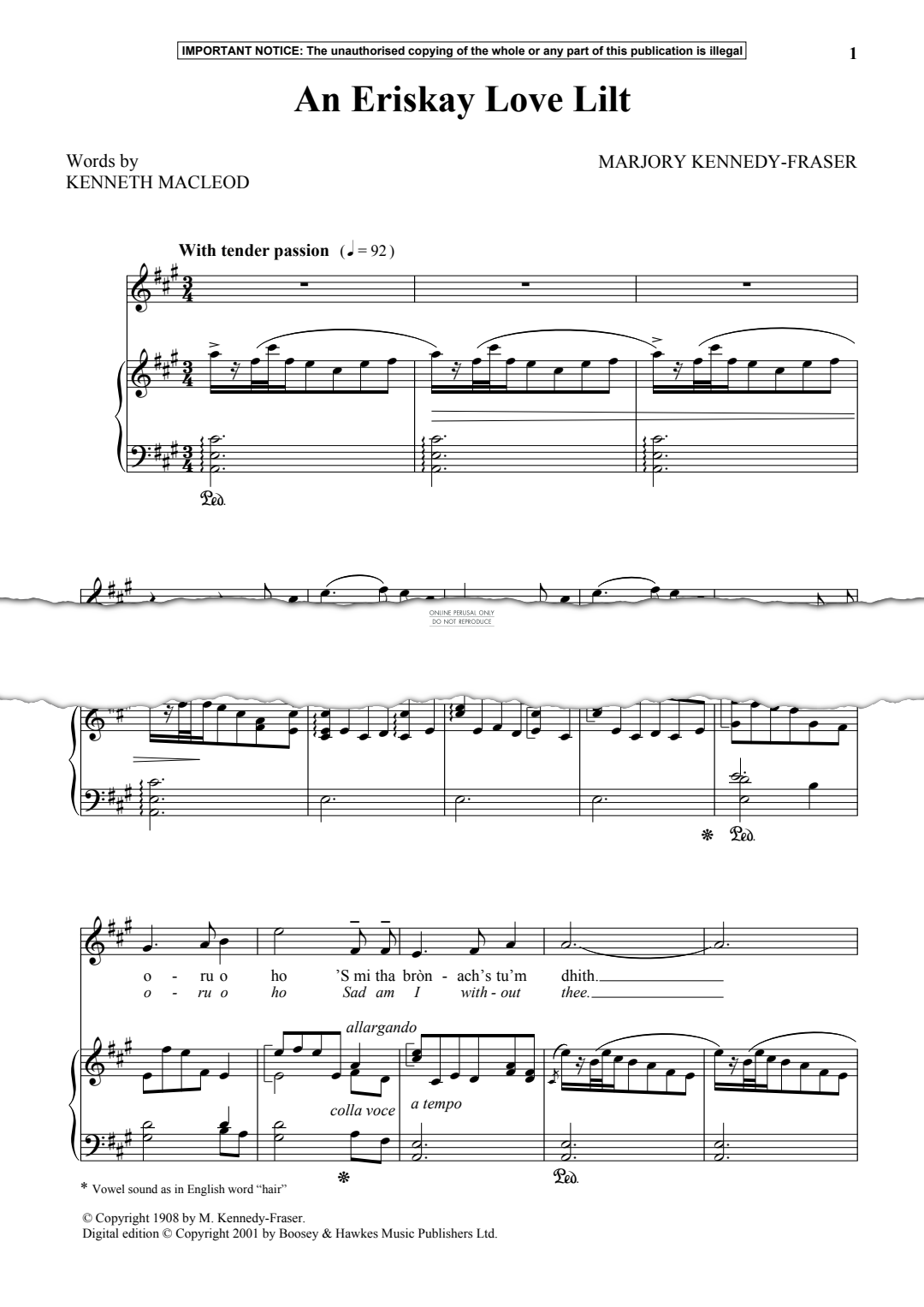 Produktgalerie: Seite 1 von 1 An Eriskay Love Lilt, Marjory Kennedy-Fraser, Gesang, Klavier