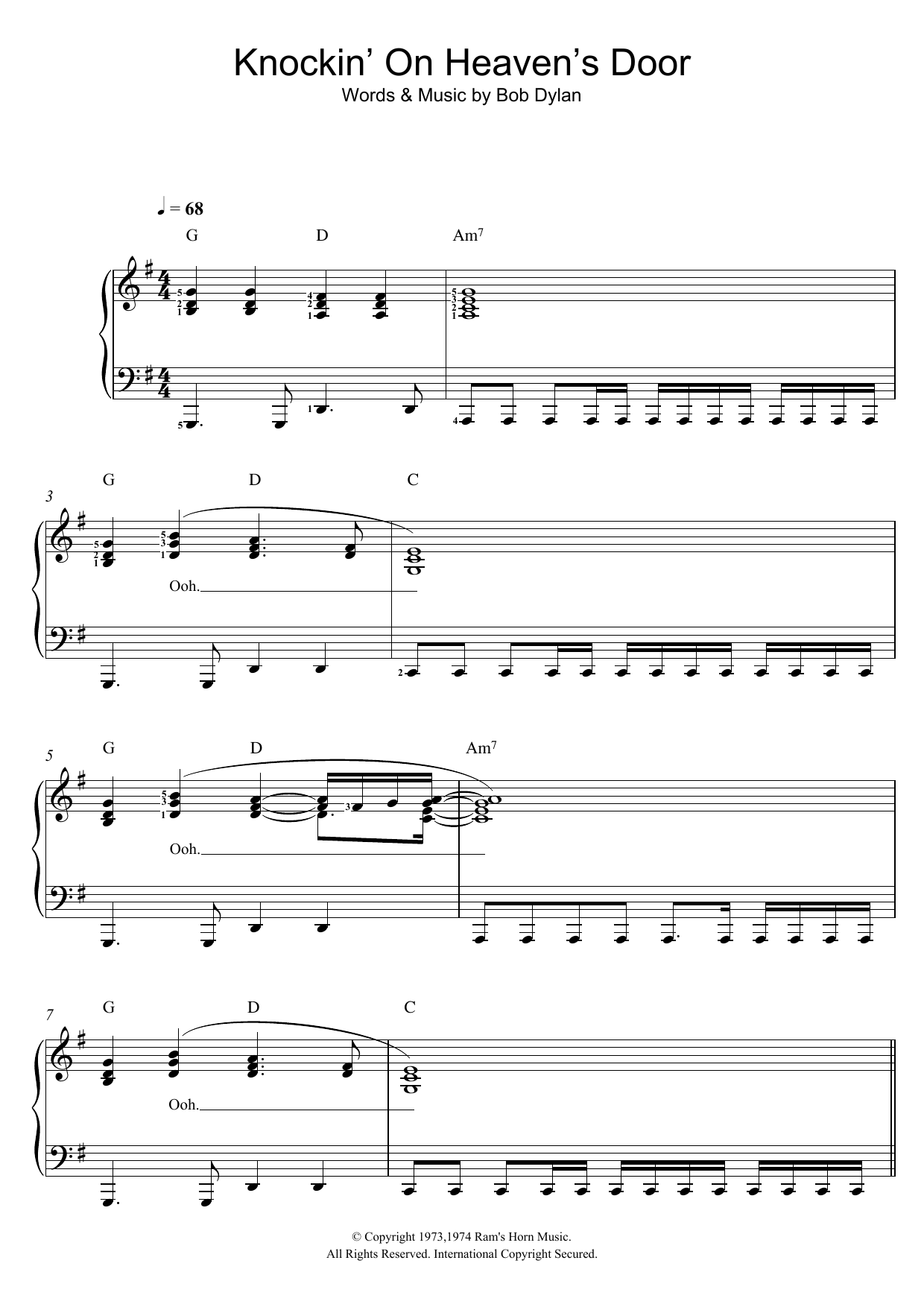 Produktgalerie: Seite 1 von 1 Knockin' On Heaven's Door, Bob Dylan, Gesang, Klavier