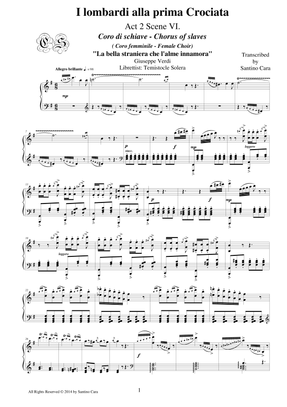 Produktbild zu: I Lombardi - (Act 2-VI) La bella stranieraGiuseppe Verdi