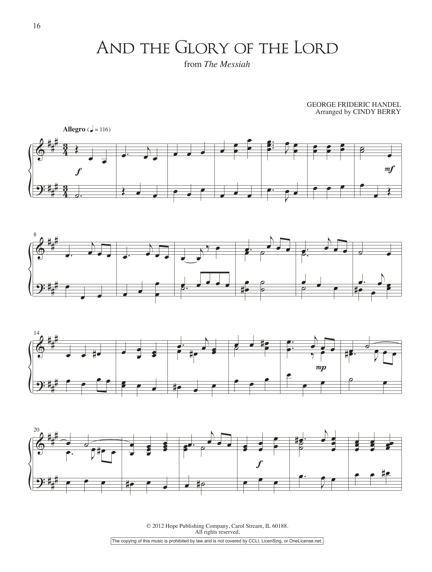 Product gallery: Page 1 of 1 And the Glory of the Lord, Cindy Berry
